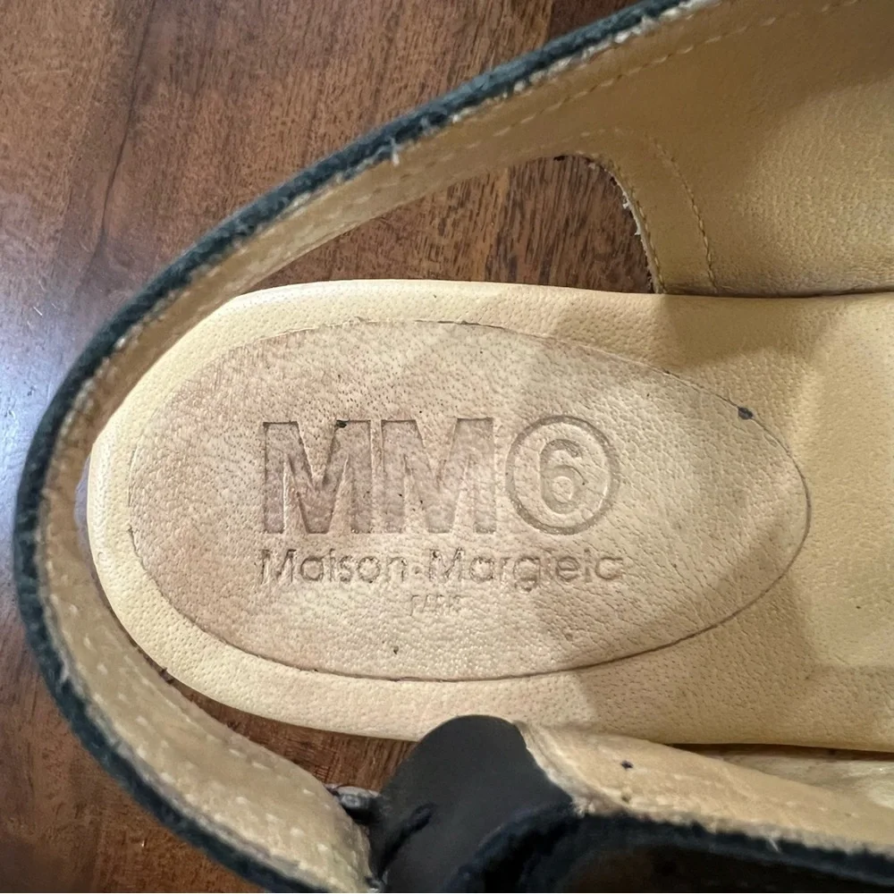 MM6 By Maison Margiela Leather Western Slingback Flatform Sandals Size 36